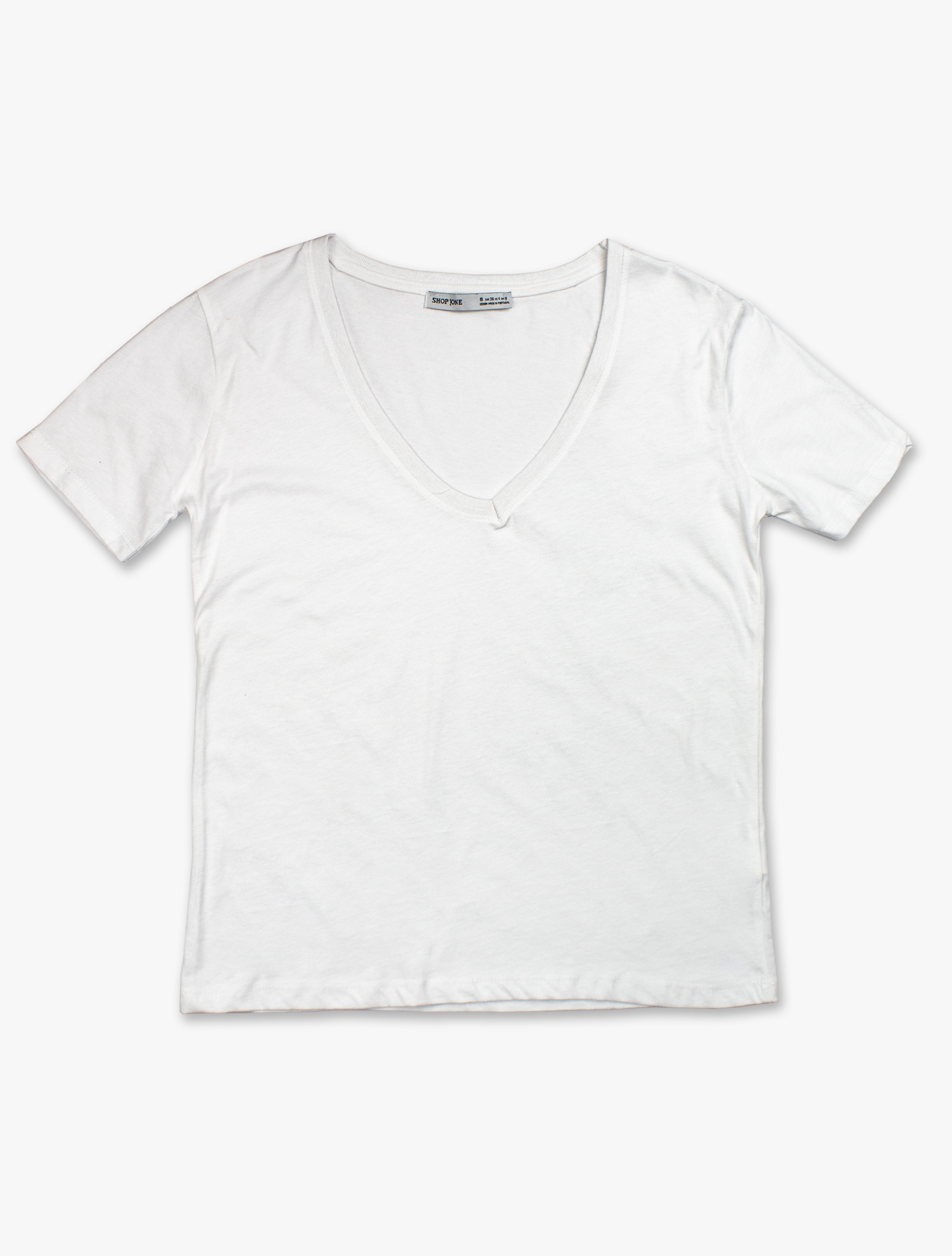 T-shirt larga decote V 